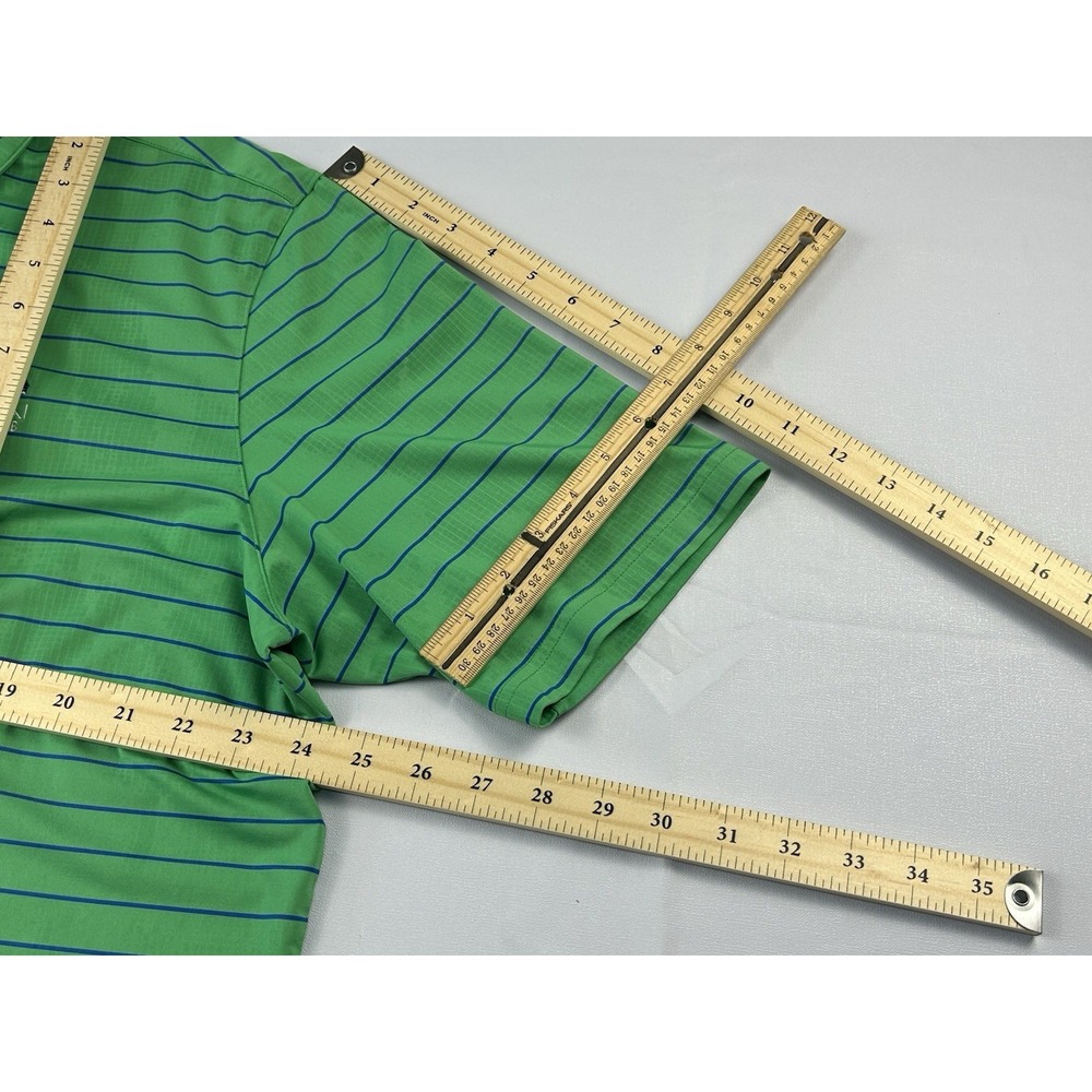 Under Armour Polo Shirt Men's XL Green Blue Striped HeatGear Loose Golf - Picture 5 of 14